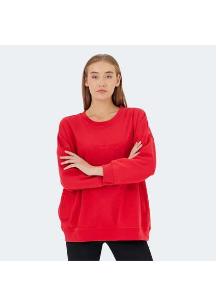 VIKENTI SW Kadın Oversize Sweatshirt Kırmızı fırsatları