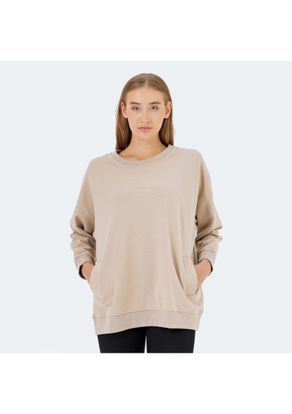 VIKENTI SW Kadın Oversize Sweatshirt Bej