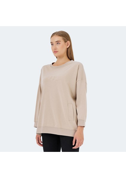 VIKENTI SW Kadın Oversize Sweatshirt Bej modelleri