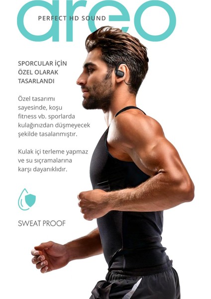 Areo Boyun Bantlı Hd Ses Dokunmatik Profesyonel Bluetooth Kulaklık 6 Saat Şarj Süresi