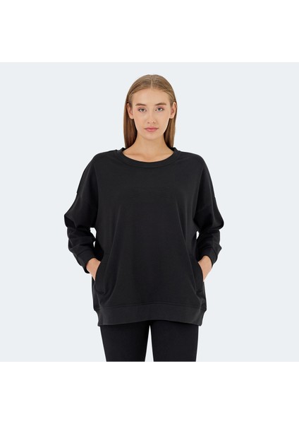 VIKENTI SW Kadın Oversize Sweatshirt Siyah