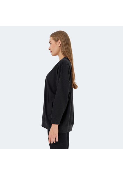 VIKENTI SW Kadın Oversize Sweatshirt Siyah modelleri