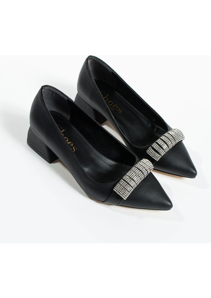 Maya Siyah Taş Detay Kadın Topuklu Ayakkabı