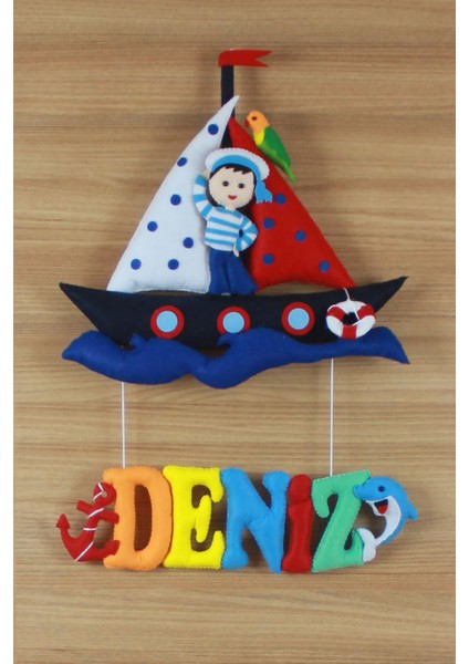 Deniz Isimli Dolgulu Denizci Bebek ve Hastane Odası Kapı Süsü