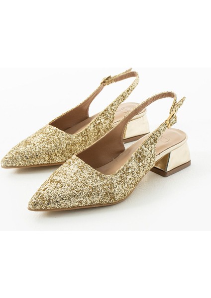 Londra Cam Kırıntıları Detay Arkası Açık Topuklu Ayakkabı fiyatları
