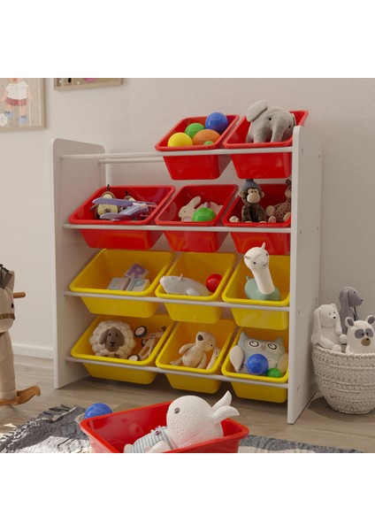 12 Sepetli Çok Amaçlı Oyuncak Dolabı Montessori Dolap modelleri