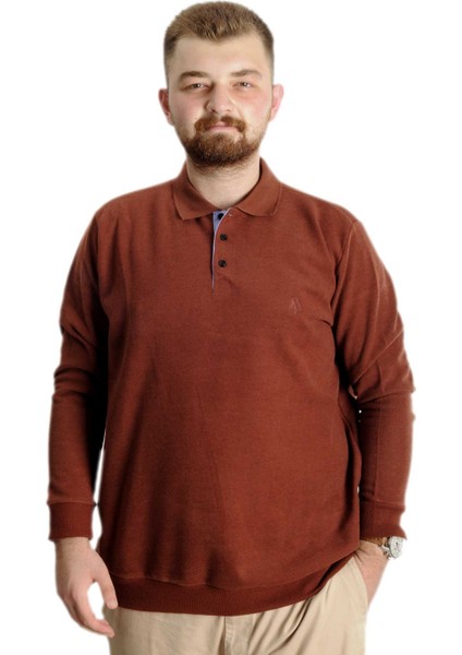 Büyük Beden Erkek Sweat Polo Selanik Nakışlı 20440 Kiremit fiyatları