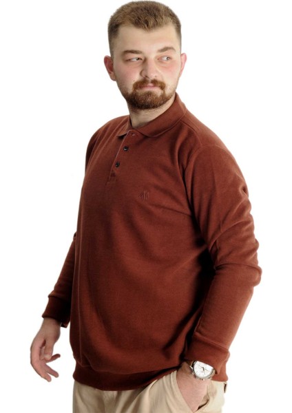 Büyük Beden Erkek Sweat Polo Selanik Nakışlı 20440 Kiremit modelleri