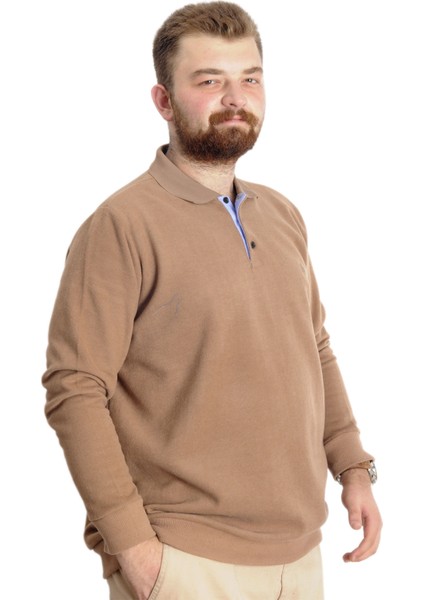 Büyük Beden Erkek Sweat Polo Selanik Nakışlı 20440 Sütlü Kahve modelleri
