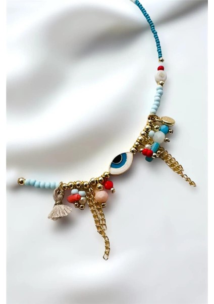 Nazar Göz Püskül Mercan Doğaltaş Kolye fiyatları