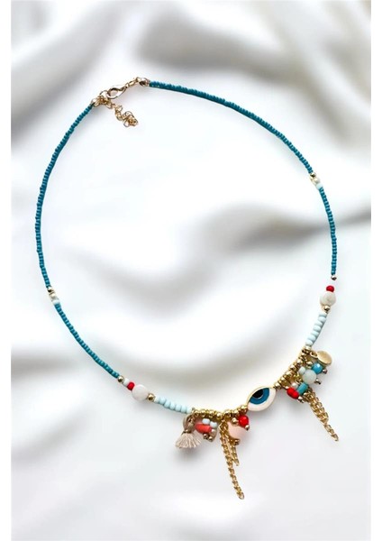 Nazar Göz Püskül Mercan Doğaltaş Kolye modelleri