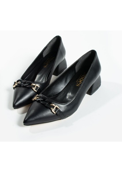 Siyah Zincir Detay Kadın Topuklu Ayakkabı fiyatları