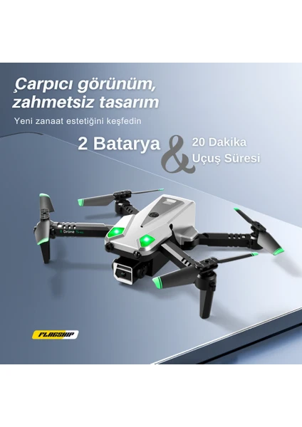 S125 Mini Drone 2 Batarya Ile 20 Dakika Uçuş Süresi Wi-Fı 720P Hd Çift Kameralı drone