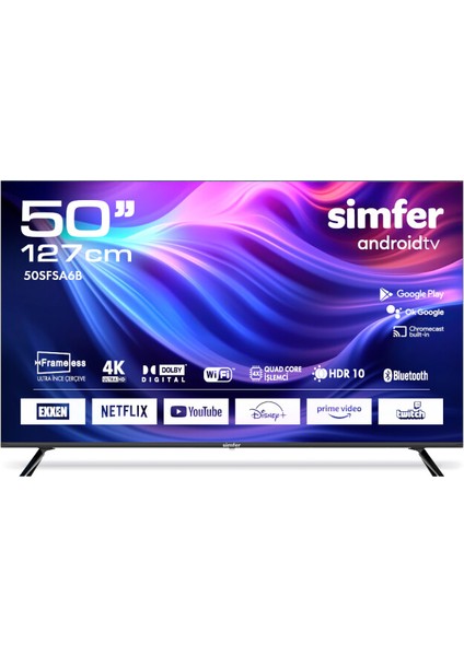 50SFSA6B 50" 127 Ekran Uydu Alıcılı  4K Ultra HD Android LED TV