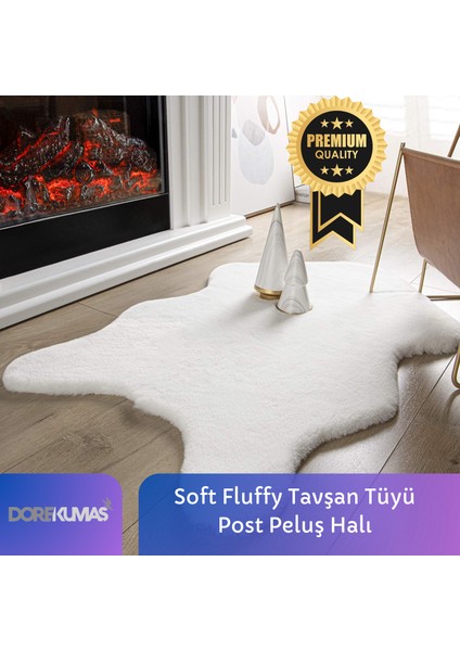 Soft Fluffy Tavşan Tüyü Peluş Post Halı Premium Kalite Süet Taban