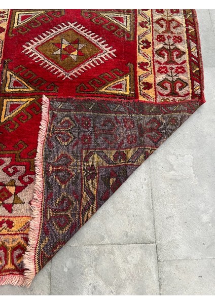 Designev 101x314 Cm El Dokuma Uzun Yolluk Geleneksel Uşak Yolluğu Harika Kırmızı Renkler