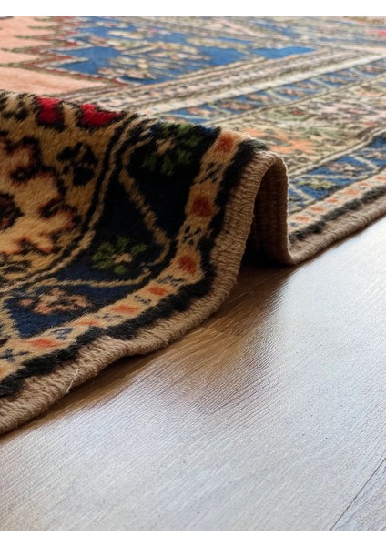 162X275 cm Büyük Boy Lacivert ve Turuncu Renkli El Dokuma Osmanlı Stili Yıkanabilir Halı modelleri