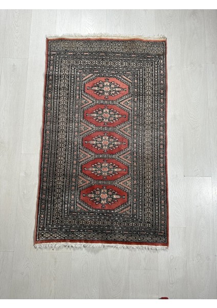 90X150 cm El Dokuma Antik Türkmen Halısı Küçük Boy Yün Halı Nostaljik Severler Için