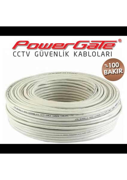 Vıa 100MT, 2+1 (2x0,22+0,22) %100 Bakır, Cctv Güvenlik Kablosu