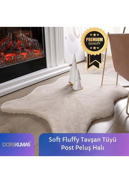 Soft Fluffy Tavşan Tüyü Peluş Post Halı Premium Kalite Süet Taban