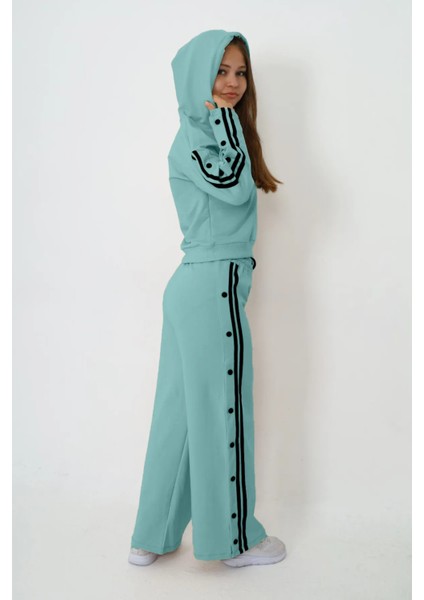 Kız Çocuk %100 Pamuk Kapüşonlu Uzun Kol Oversize Alt&üst Eşofman TAKIMI-AÜT-2024