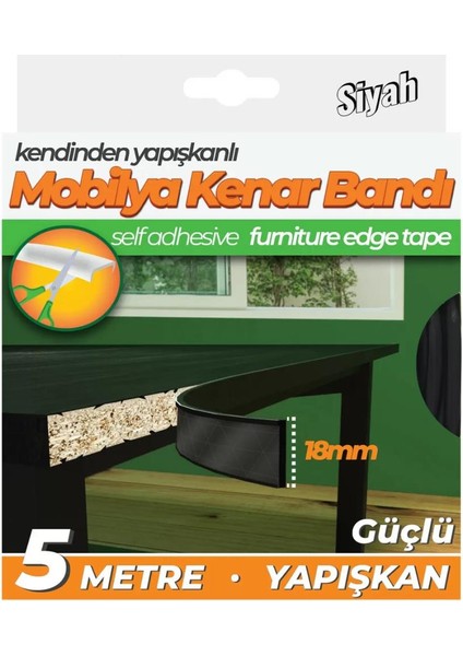 Masa Sehpa Kenar Koruma Bandı Siyah 18 mm x 5 mt