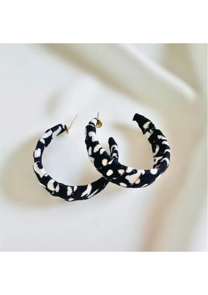 Zebra Kumaş Tasarım Halka Küpe