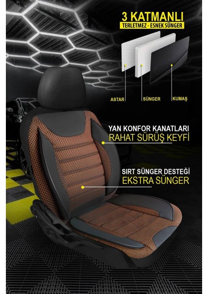 Opel Corsa 2000-2006UYUMLU Oto Koltuk Kılıfı Bronz Serisi - Kahve