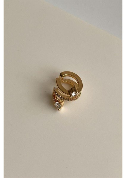 Mr. Rzn Store Özel Kaplama Gold Baget Taşlı Tekli Ear Cuff Küpe