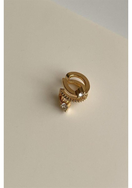 Mr. Rzn Store Özel Kaplama Gold Baget Taşlı Tekli Ear Cuff Küpe