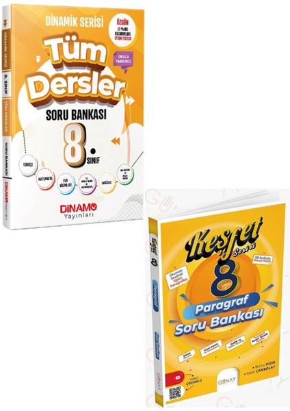 8. Sınıf Tüm Dersler Dinamik Serisi Soru Bankası ve Günay Paragraf Soru Bankası Set