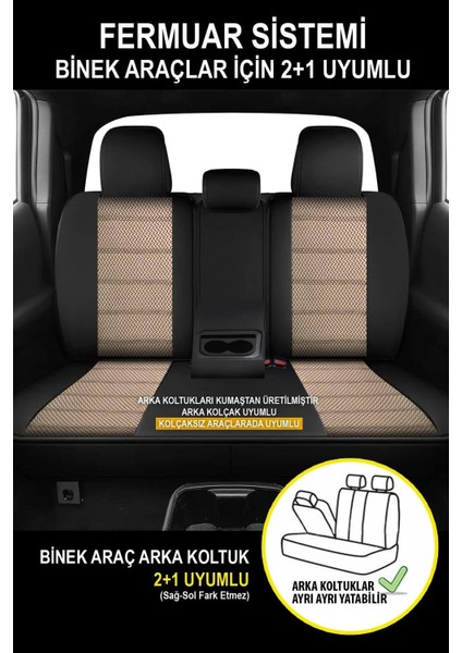 Nissan Xtraıl 2001-2007UYUMLU Oto Koltuk Kılıfı Bronz Serisi - Bej