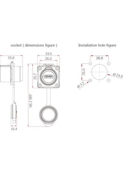 LP-24-J-HDMI2-213-SX-43-401 Su Geçirmez HDMI Konnektör - Dişi fiyatları