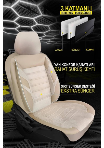 Renault Megane 2004-2010UYUMLU Oto Koltuk Kılıfı Confort Serisi - Ekstra Bej modelleri