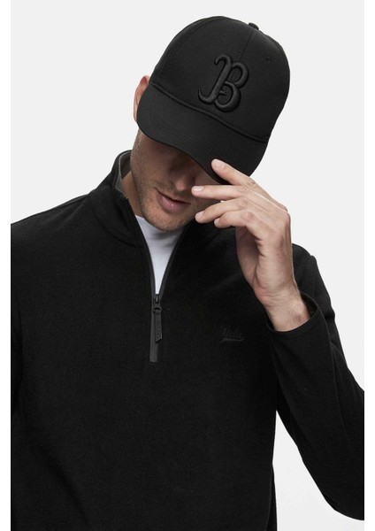 GREMIO Siyah Polar Dik Yaka Nakışlı Standard Fit Erkek Sweatshirt fiyatları