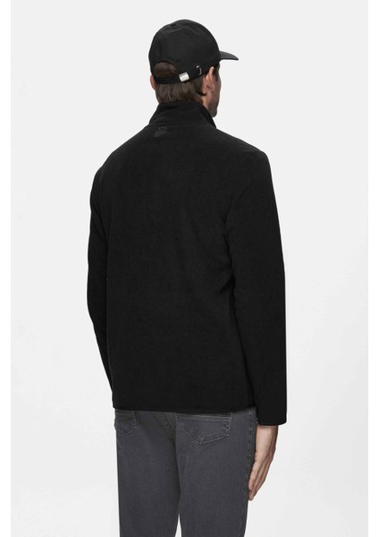 GREMIO Siyah Polar Dik Yaka Nakışlı Standard Fit Erkek Sweatshirt modelleri