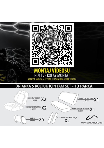 Honda Cıvıc 2006-2012UYUMLU Oto Koltuk Kılıfı Confort Serisi - Ekstra Bej