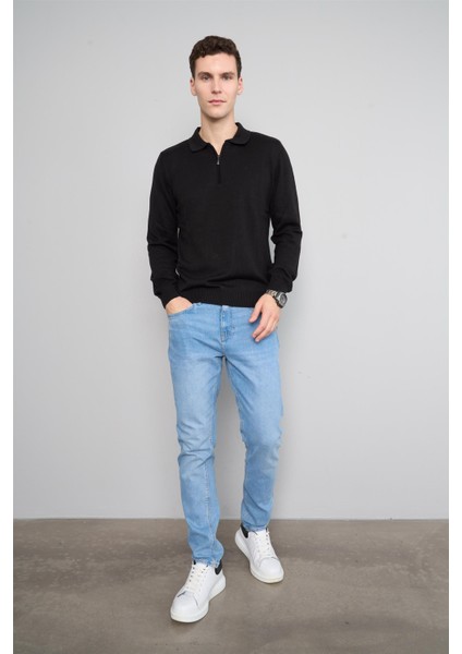 Halıfaks 1860-42 Ferm.pola Yaka 30/2 2kat Pamuk -E2-1 101 Siyah Erkek Kazak fiyatları