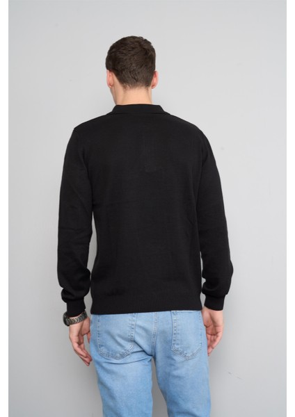 Halıfaks 1860-42 Ferm.pola Yaka 30/2 2kat Pamuk -E2-1 101 Siyah Erkek Kazak fırsatları