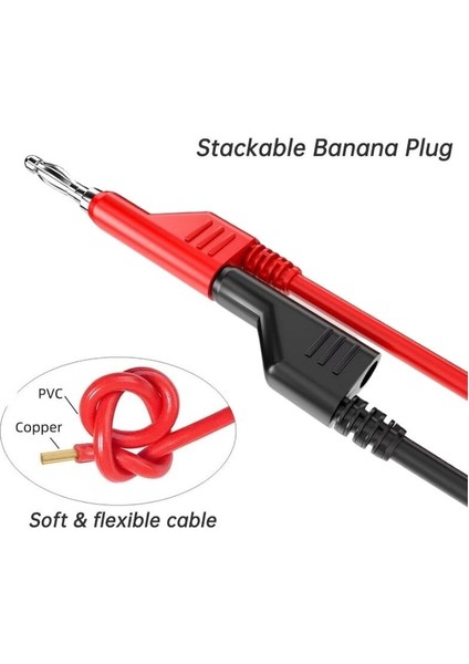 P1036 Multimetre Test Uçu Kablo Kiti - Kırmızı Siyah