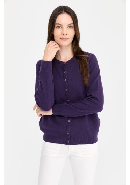 Kadın Sıfır Yaka Triko Yün Hırka K.mor fiyatları