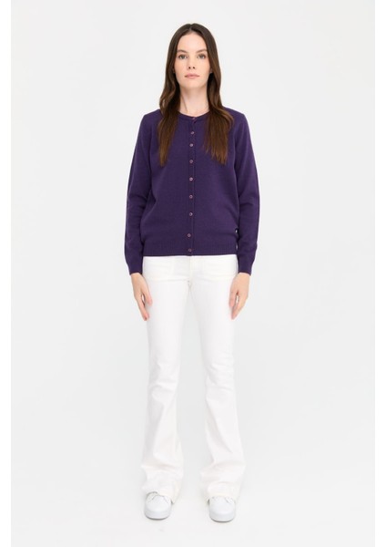 Kadın Sıfır Yaka Triko Yün Hırka K.mor indirimleri