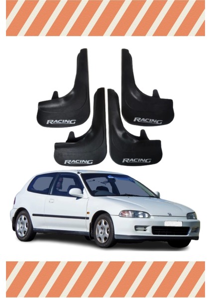 Honda Civic 1992-1995 Racing Yazılı 4'lü Tozluk Çamurluk Paçalık