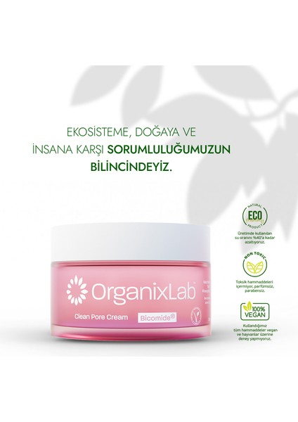 Organixlab Clean Pore Gözenek Arındırıcı Krem I Gözenek Sıkılaştırıcı I Karma Ve Yağlı Ciltler 50 ml