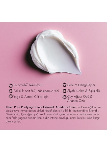 Organixlab Clean Pore Gözenek Arındırıcı Krem I Gözenek Sıkılaştırıcı I Karma Ve Yağlı Ciltler 50 ml