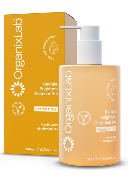 Organixlab Radiate Brightens C Vitaminli Aydınlatıcı Yüz Temizleme Jeli I Tüm Cilt Tipleri 200 ml