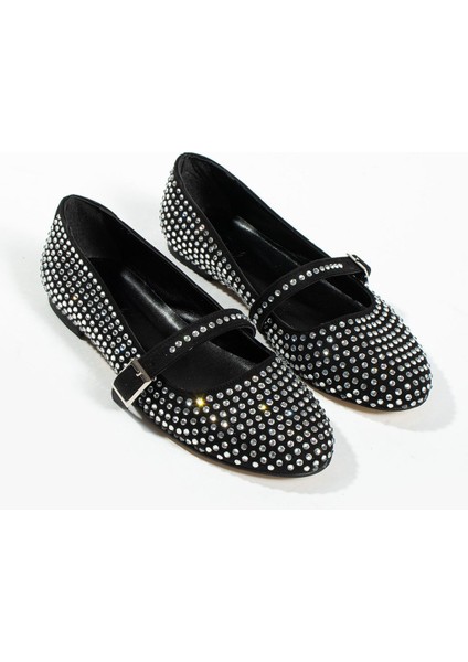 Kadın Baretli Taşlı Babet Ayakkabı Mary Jane Tevila Siyah fırsatları