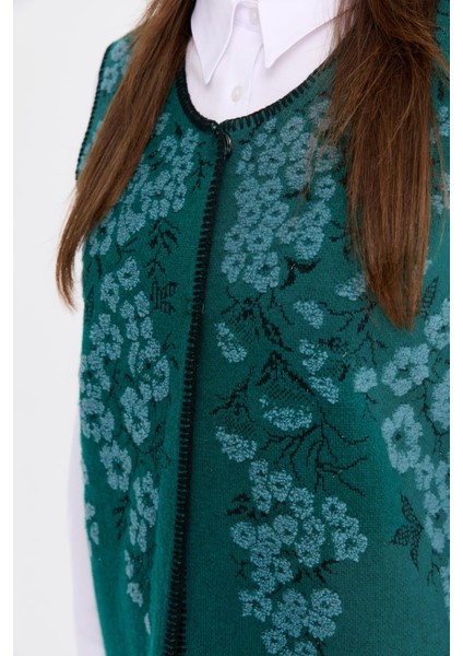 Kadın Sıfır Yaka Pıtırcık Çiçekli Yün Yelek K.ö.başı fırsatları