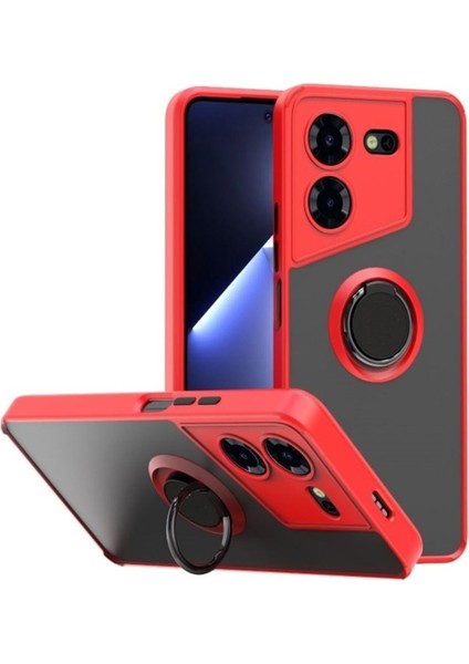 Tecno Pova 5 Kılıf Montreal Yüzüklü Mıknatıslı Silikon Kırmızı