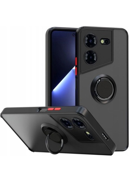 Tecno Pova 5 Kılıf Montreal Yüzüklü Mıknatıslı Silikon Siyah